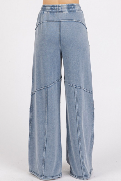 Mineral Washed Wide Leg Pants