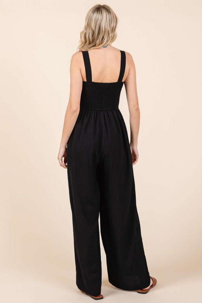 Smocked Wide Leg Jumpsuit