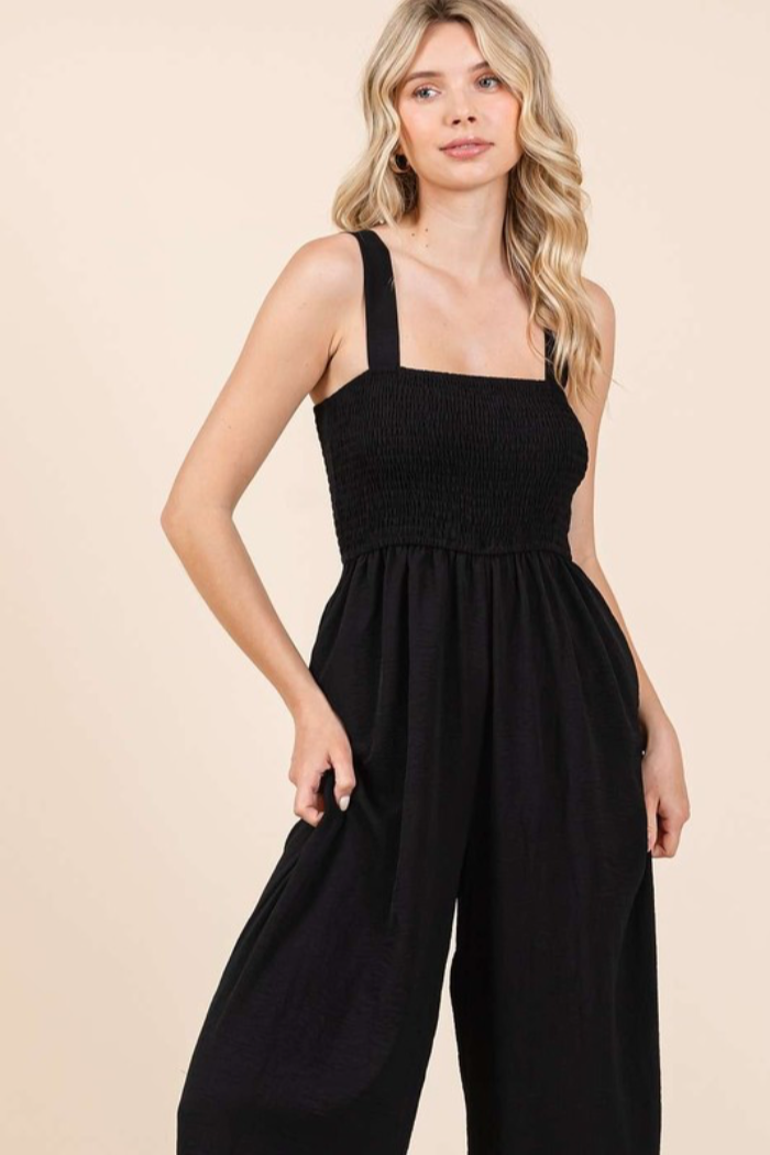 Smocked Wide Leg Jumpsuit