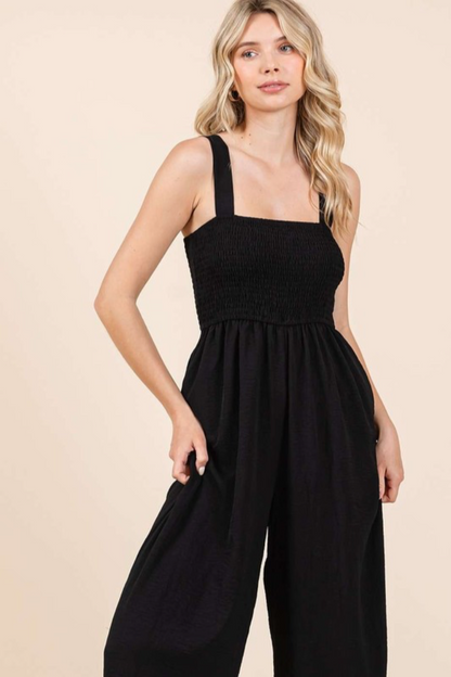Smocked Wide Leg Jumpsuit