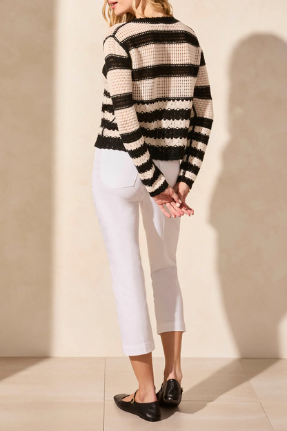 Pointelle Stripe Cardigan