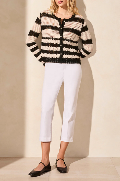 Pointelle Stripe Cardigan