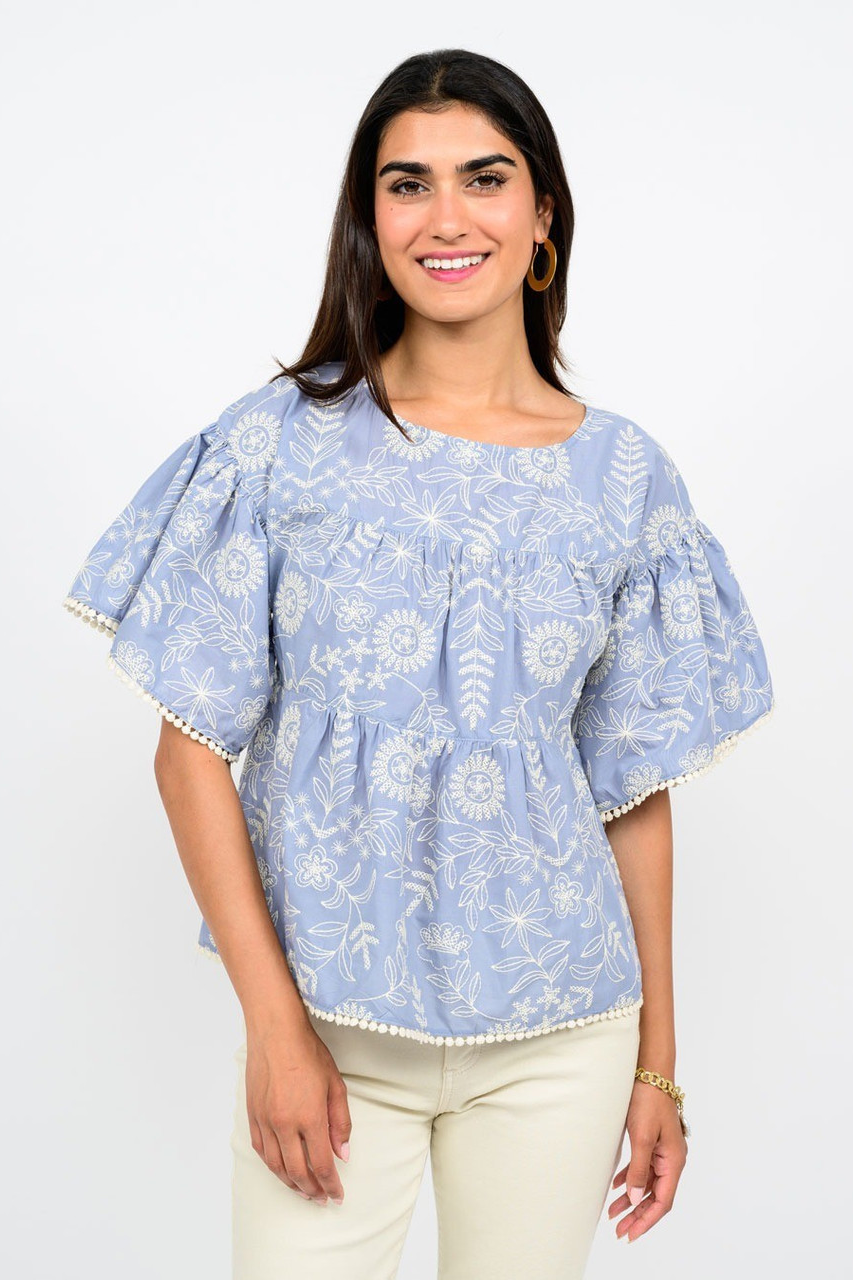Tiered Embroidered Top