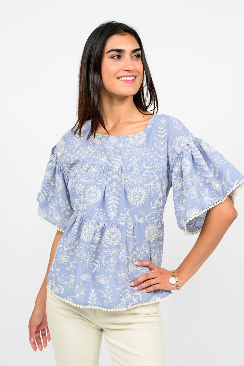Tiered Embroidered Top