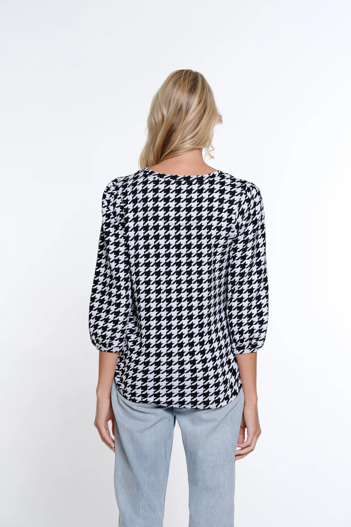 Houndstooth Knit Top