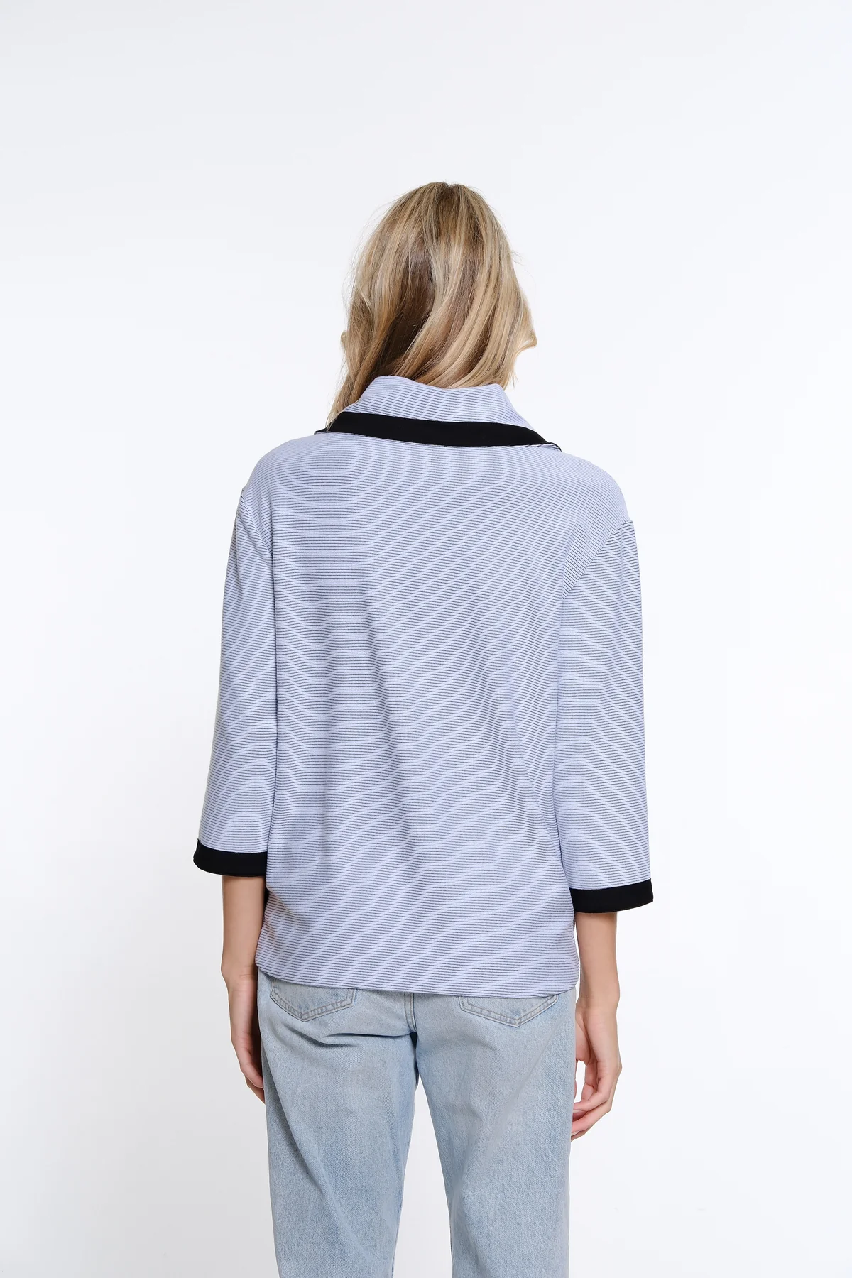 Ribbed Knit Cowl Collar Top - blush only