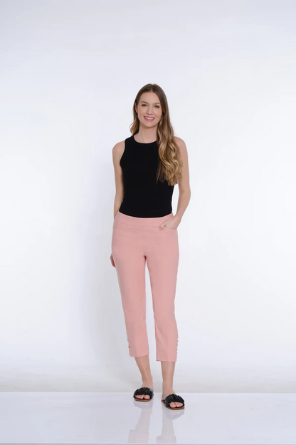 Twill Crop Pant with Zig-Zag Strap Hem