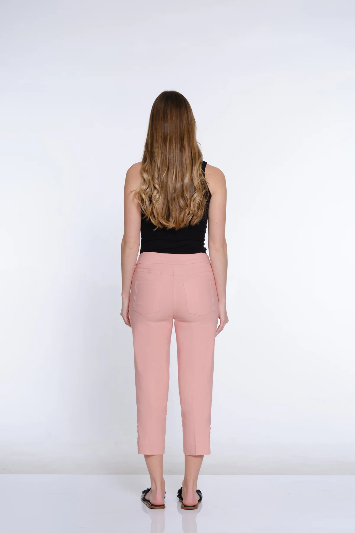 Twill Crop Pant with Zig-Zag Strap Hem