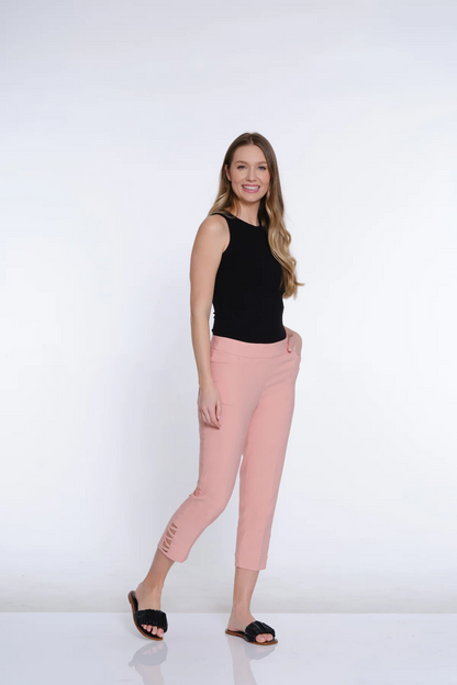 Twill Crop Pant with Zig-Zag Strap Hem