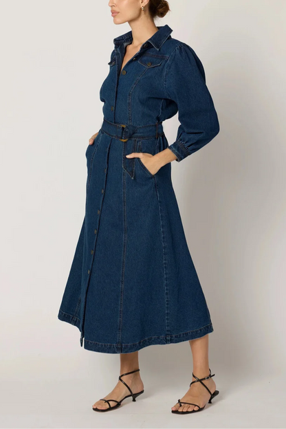 Naya Midi Dress- Denim