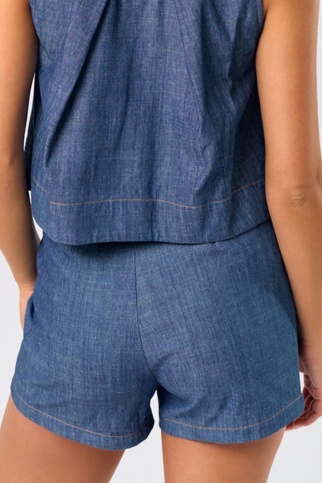 Solid Denim Shorts