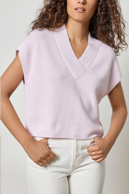 Wide Trim V-Neck Sweater