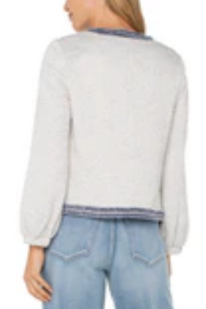 Collarless Jacket with Fray Detail