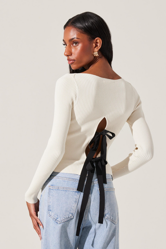 Lauryn Contrast Bow Back Sweater