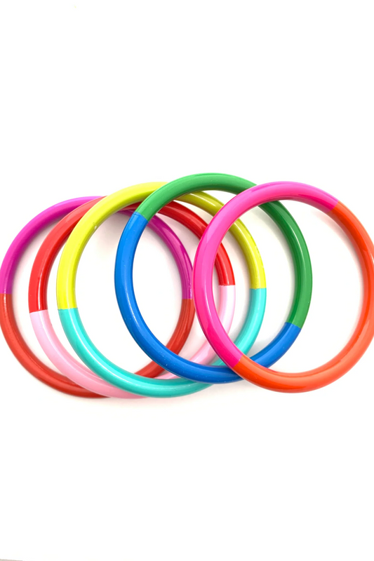 Color Block Bangle 5 pc Set - Pastels