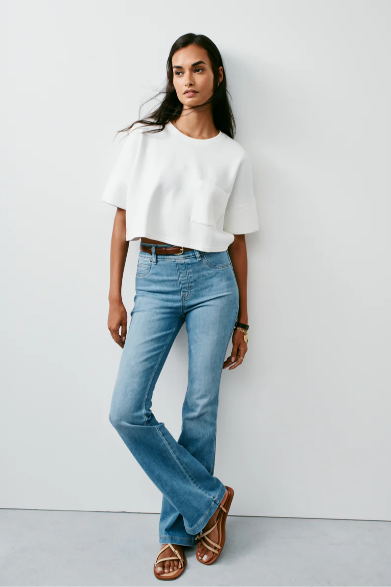 Everywear Flare Jeans- Stonewash Blue