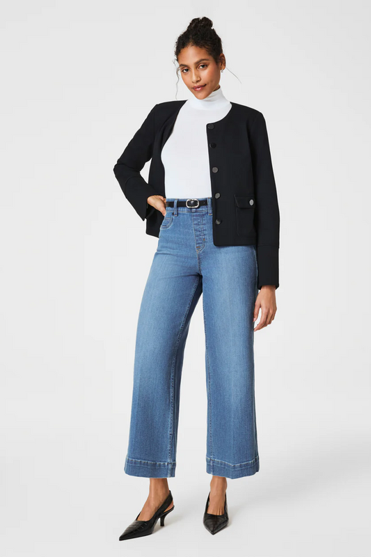 Cropped Wide Leg Crop- Stonewashed Blue