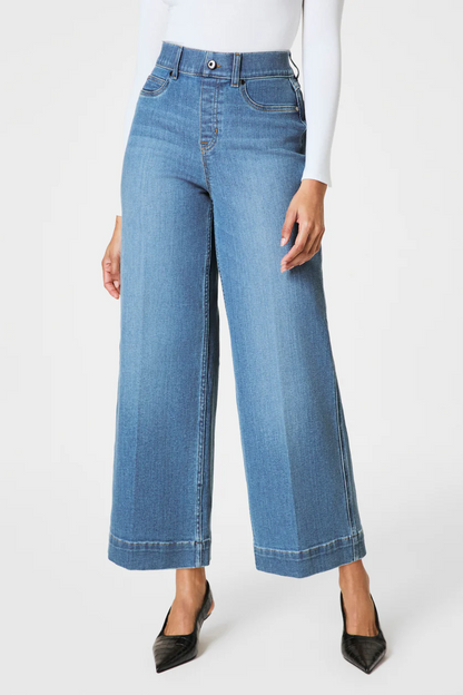 Cropped Wide Leg Crop- Stonewashed Blue