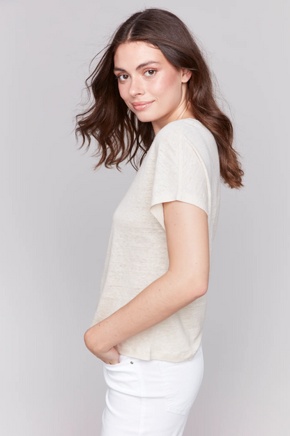 Foil Print Sleeve Dolman Top