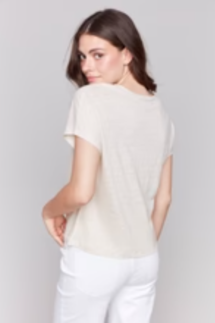 Foil Print Sleeve Dolman Top
