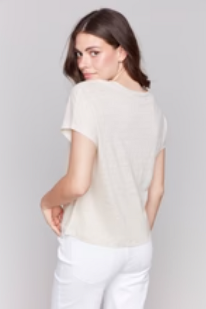 Foil Print Sleeve Dolman Top