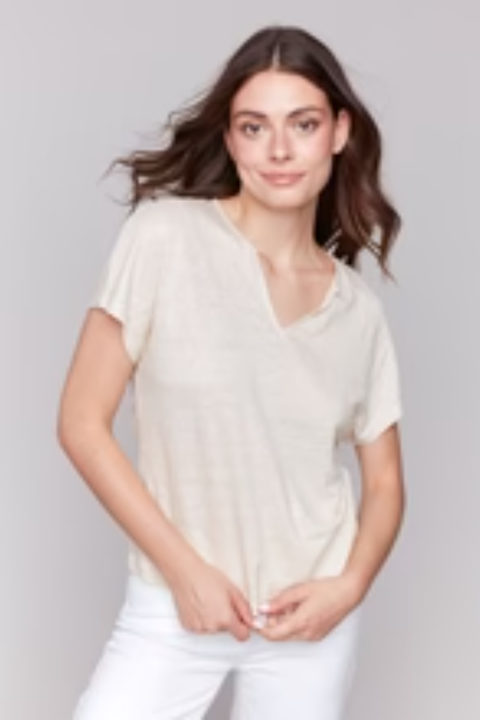 Foil Print Sleeve Dolman Top