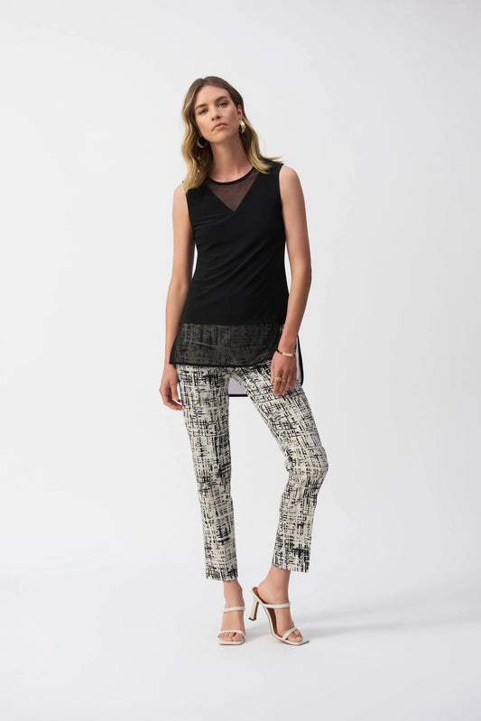 Millennium Abstract Print Slim Fit Pants- Vanilla/Multi