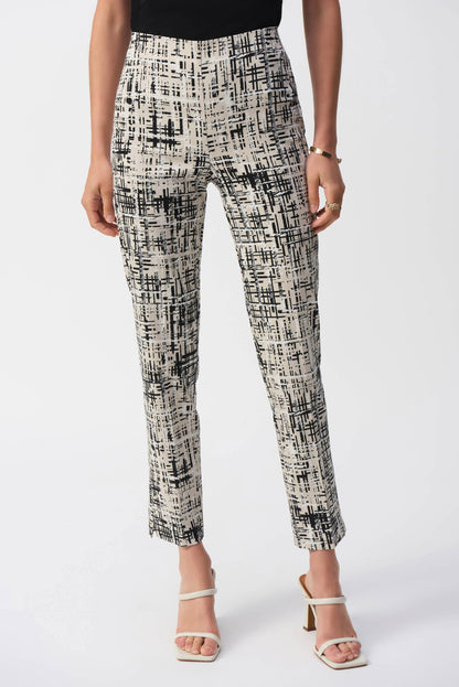 Millennium Abstract Print Slim Fit Pants- Vanilla/Multi
