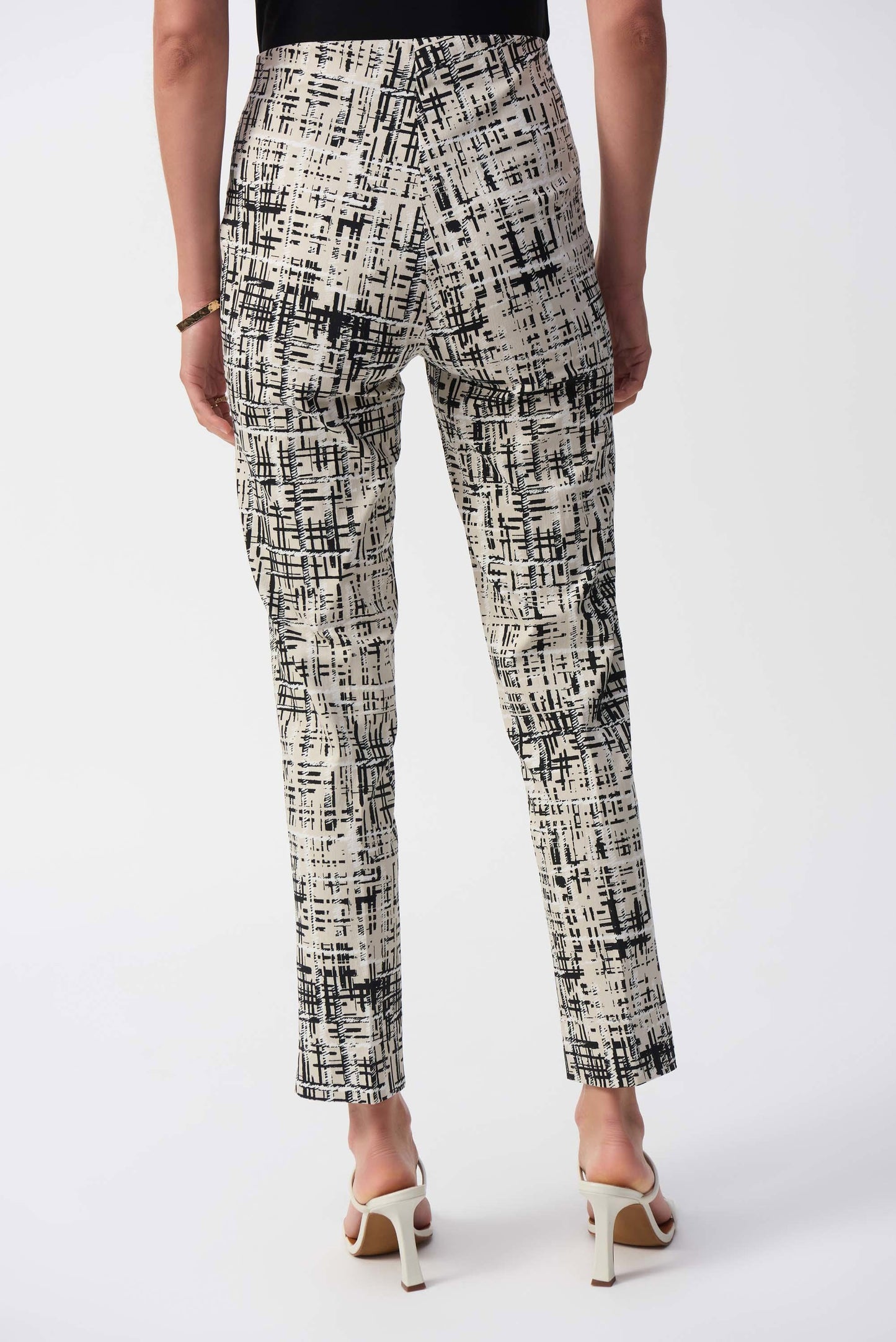 Millennium Abstract Print Slim Fit Pants- Vanilla/Multi