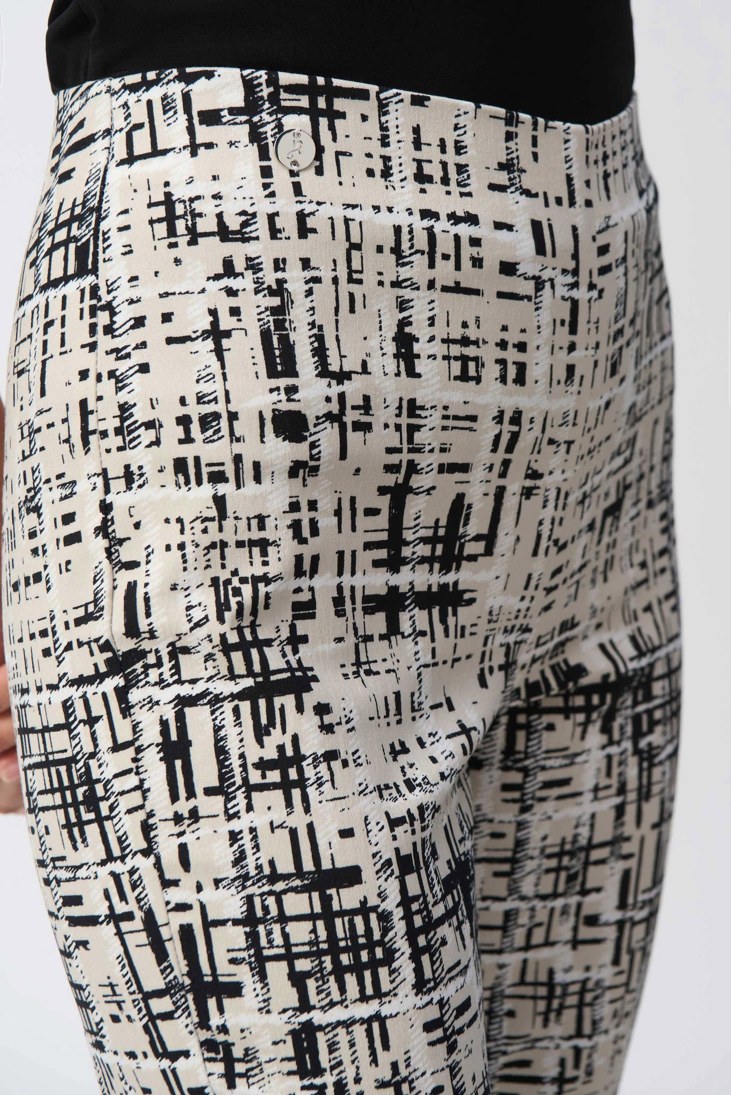 Millennium Abstract Print Slim Fit Pants- Vanilla/Multi