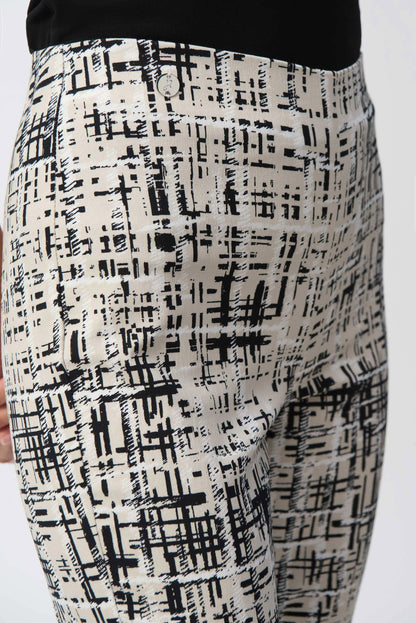 Millennium Abstract Print Slim Fit Pants- Vanilla/Multi