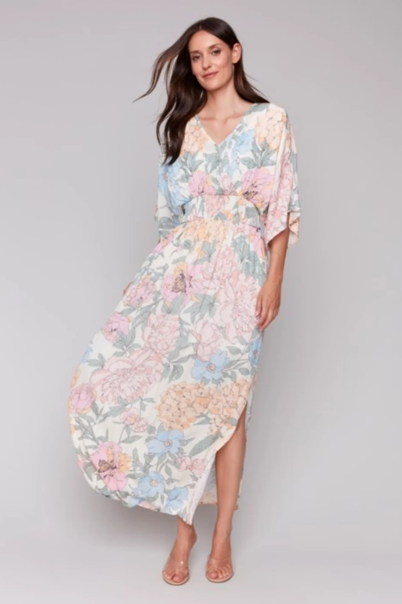 Printed Dolman Short Sleeves Maxi Dress