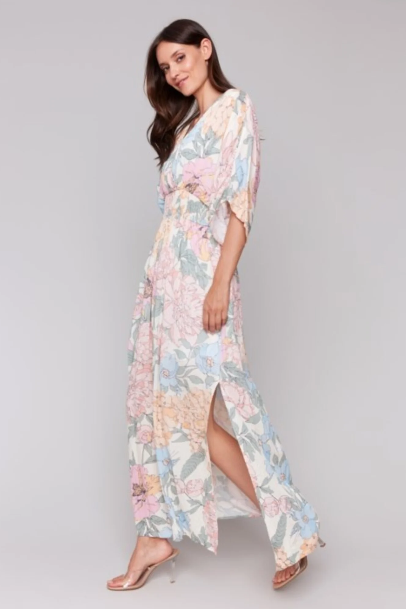 Printed Dolman Short Sleeves Maxi Dress