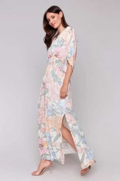 Printed Dolman Short Sleeves Maxi Dress