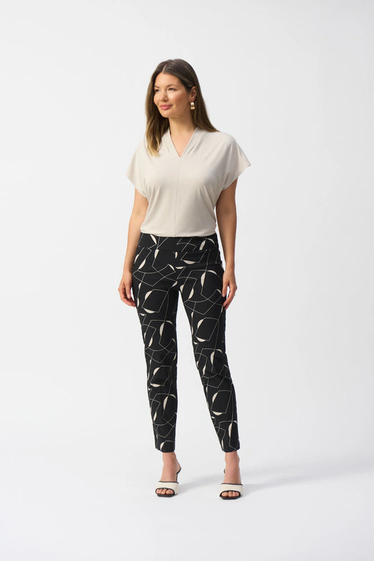 Millennium Geometric Print Straight Pants-Black/Moonstone