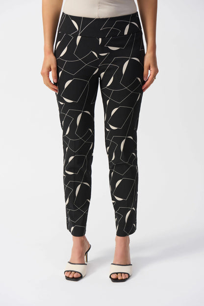 Millennium Geometric Print Straight Pants-Black/Moonstone