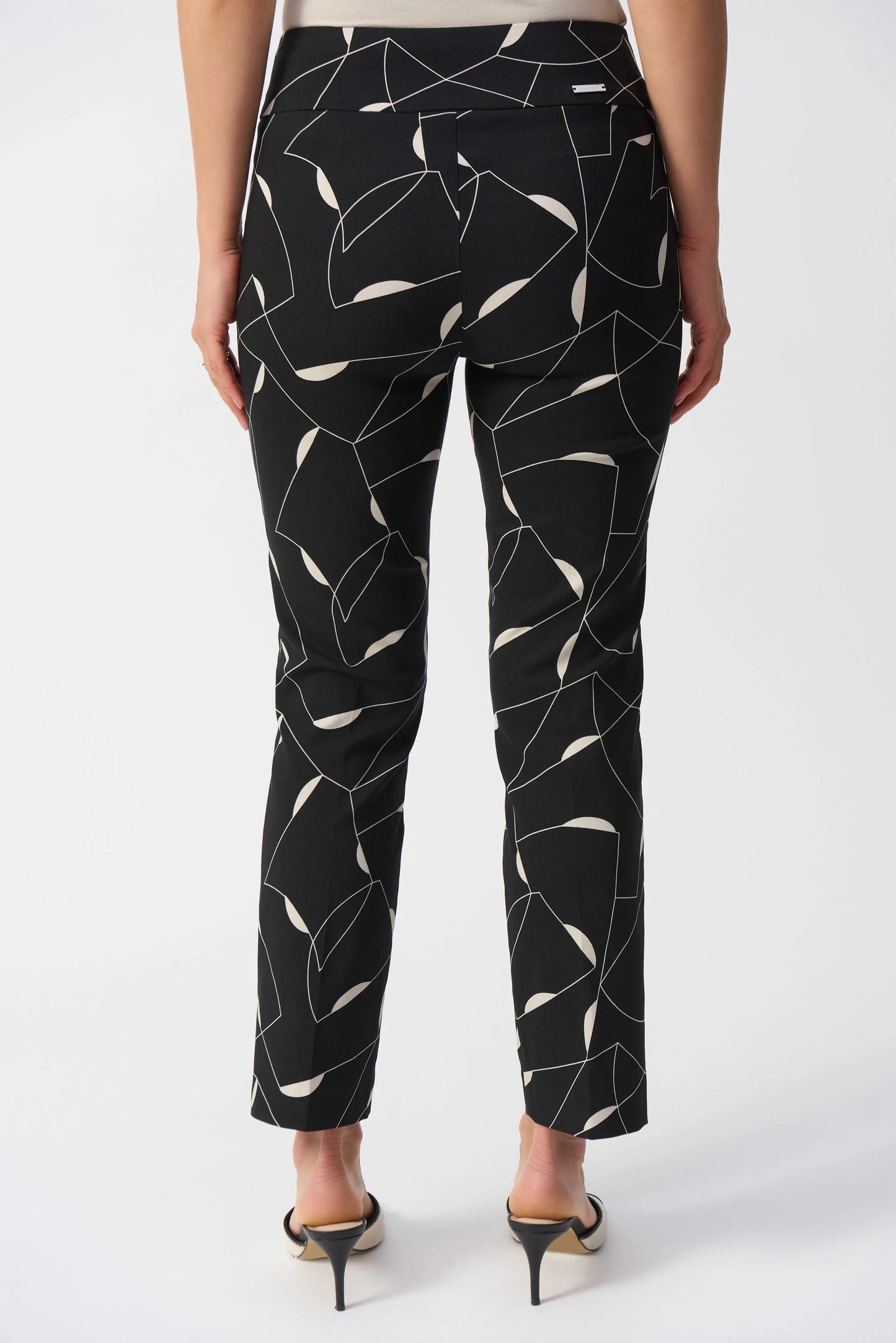 Millennium Geometric Print Straight Pants-Black/Moonstone