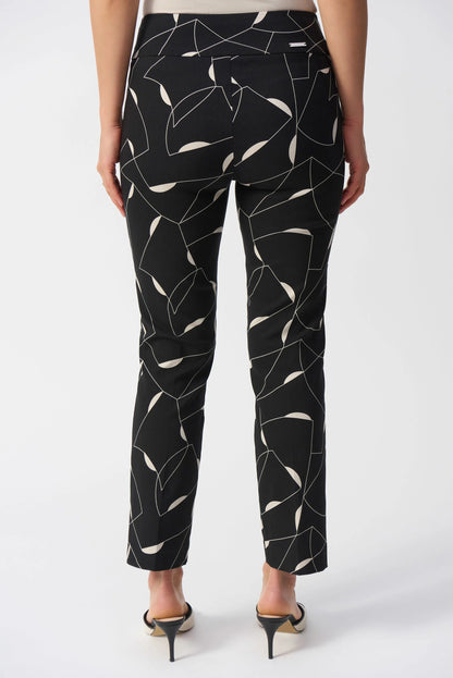 Millennium Geometric Print Straight Pants-Black/Moonstone
