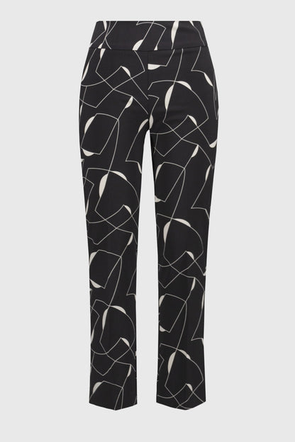Millennium Geometric Print Straight Pants-Black/Moonstone