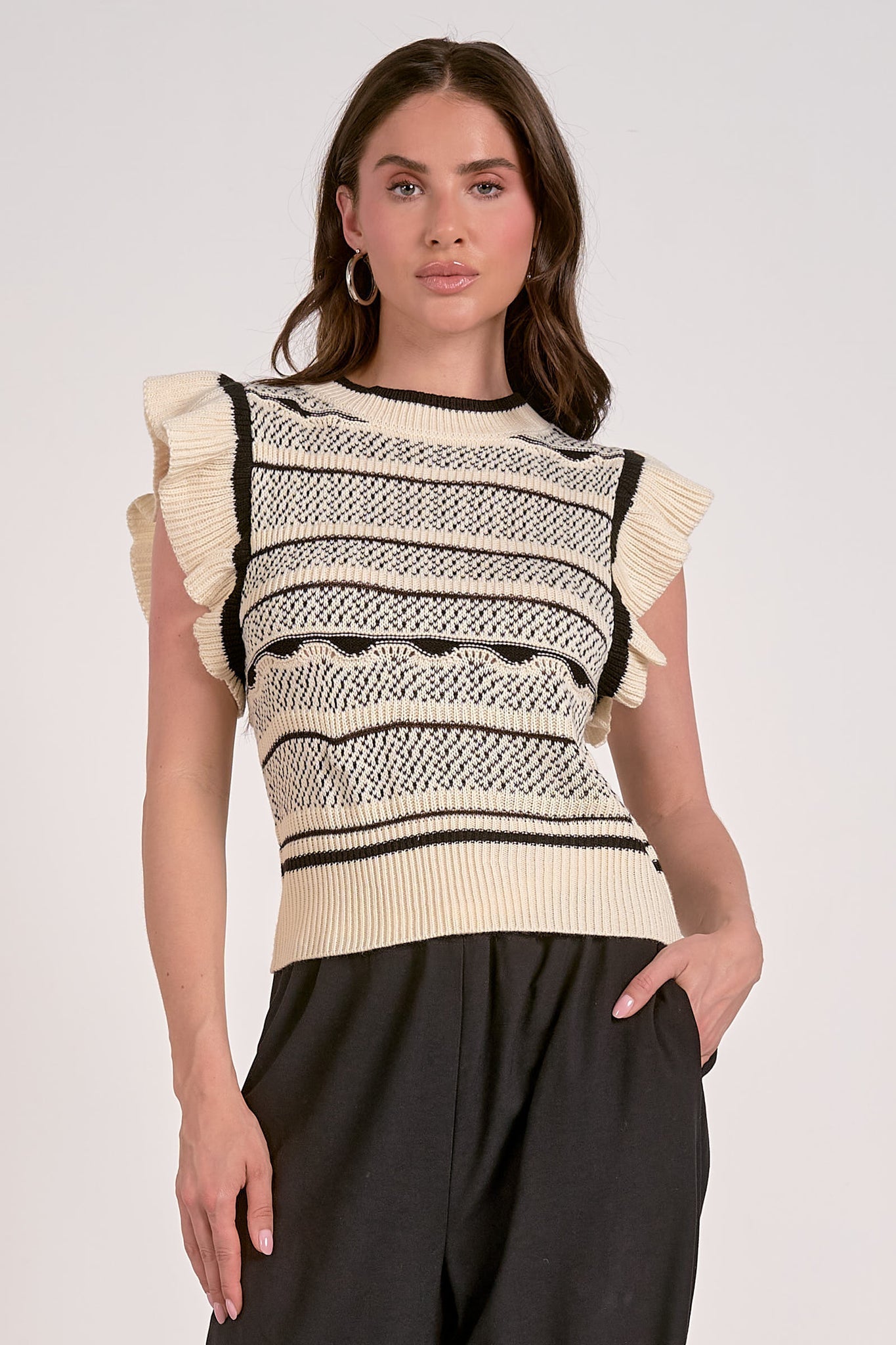 Stripe Ruffle Sleeve