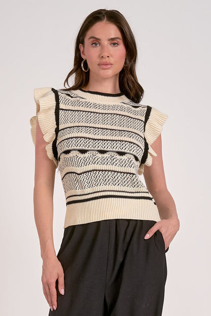 Stripe Ruffle Sleeve