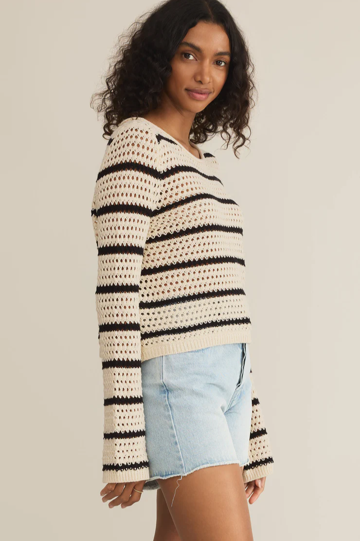 Kit Stripe Crochet Sweater