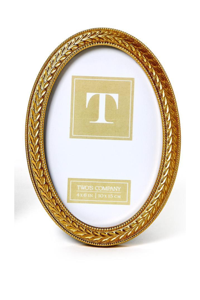 GOLD OVAL LAUREL WREATH PHOTO FRAME -SMALL 4X6