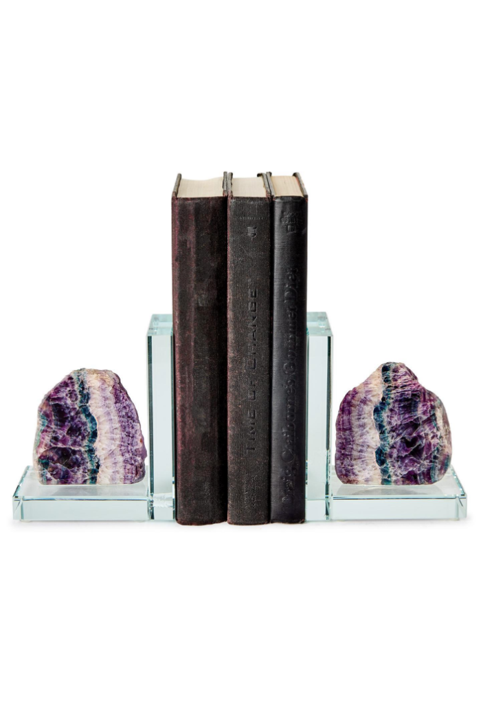 FLUORITE QUARTZ CRYSTAL BOOKENDS S/2