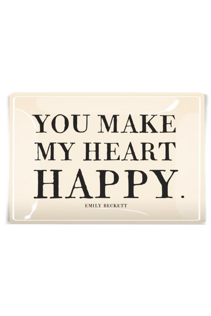 You Make My Heart Happy Decoupage Glass Tray