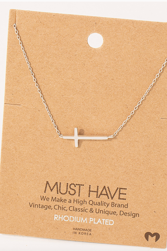 Cross Sideways Neckalce