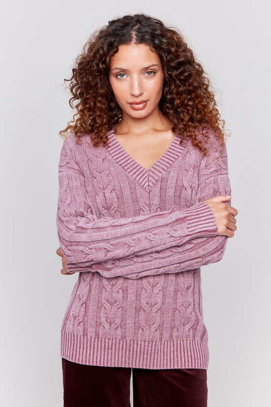 Charlie B Cabernet Cable Sweater