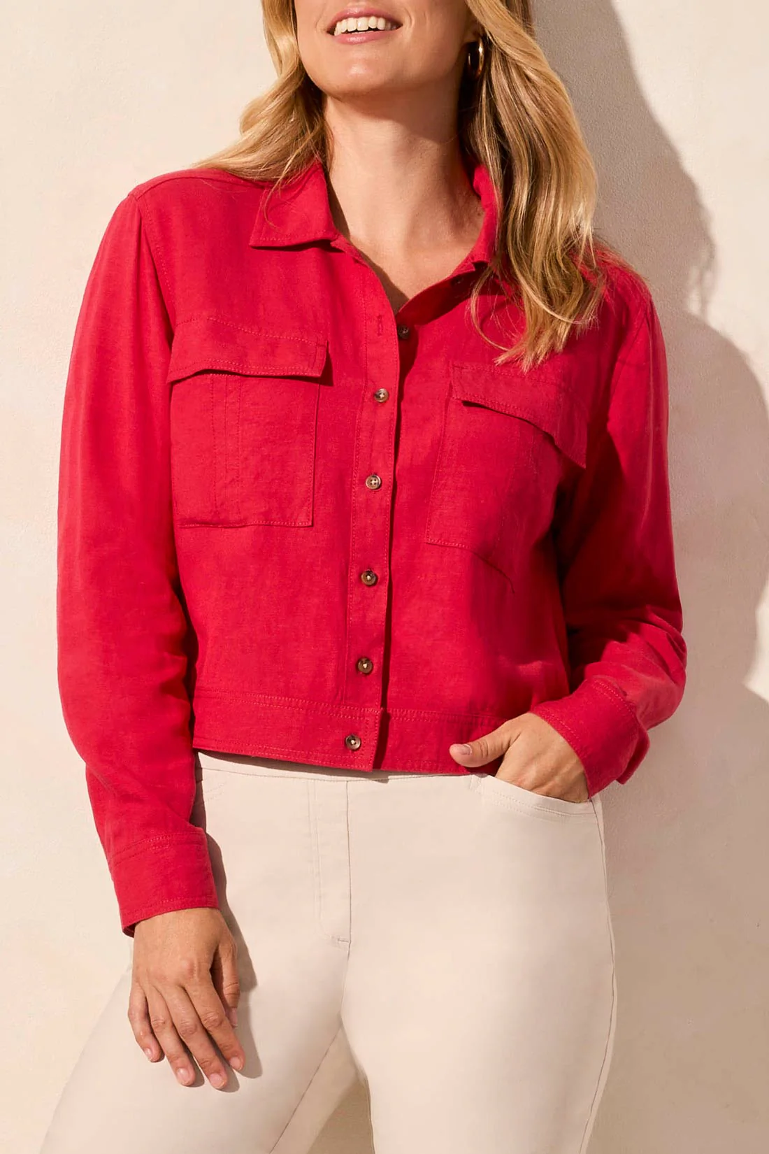 L/S Button Front Jacket W/Chest Pockets