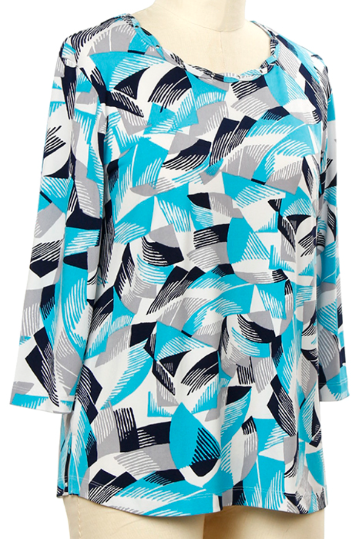 3/4 Sleeve Geo Print Top