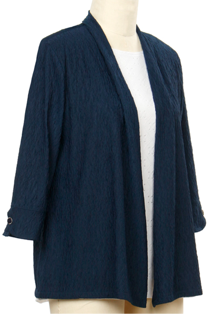 3/4 Sleeve Solid Novelty Open Jacket